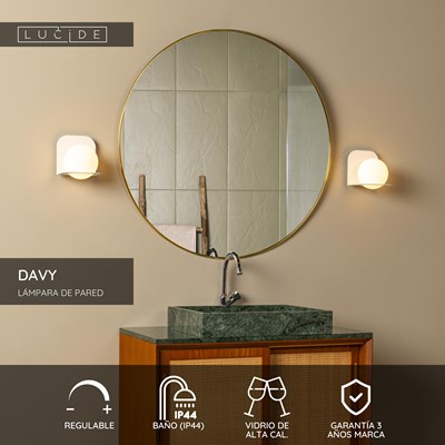 Lucide DAVY - Lámpara de pared Baño - 1xG9 - IP44 - Blanco